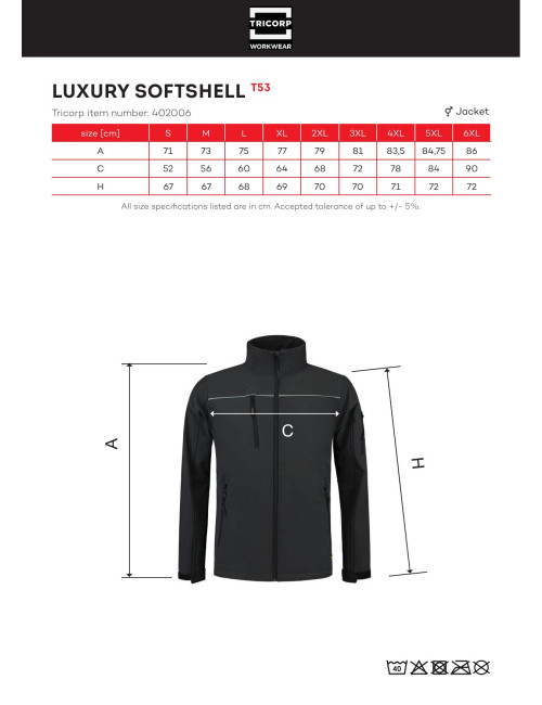 Adler Tricorp Luxury Softshell T53 Unisex Jacket Black