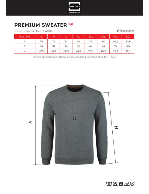Herren Premium Sweater T41 stone melange Adler Tricorp
