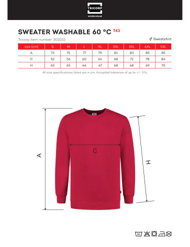 Unisex sweatshirt sweater washable 60 °c t43 white Adler Tricorp