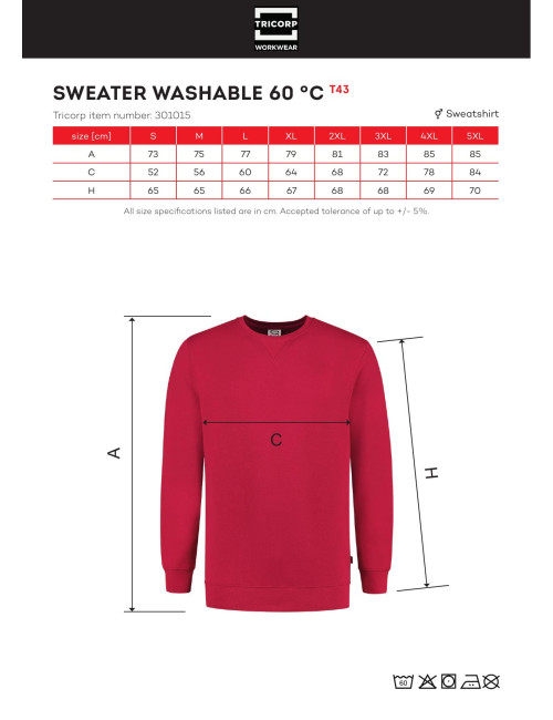 Bluza unisex Adler Tricorp Sweater Washable 60 °C czerwony - P&M