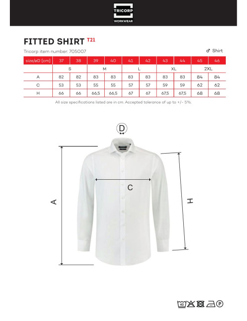 Herrenhemd Adler Tricorp Fitted Shirt T21 Blau