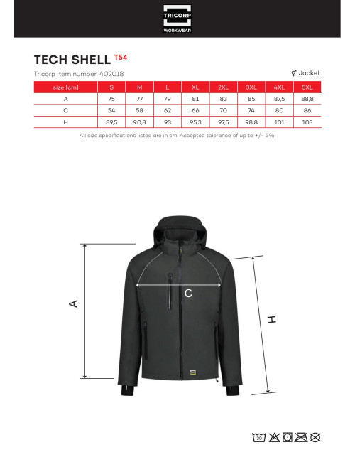 Tech shell t54 unisex jacket navy blue Adler Tricorp