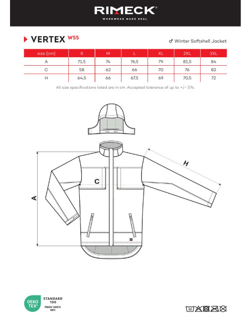 Men`s vertex w55 winter softshell jacket ebony gray Malfini Rimeck®