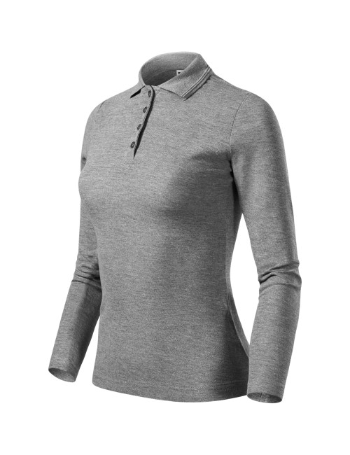 Damen Poloshirt Piqué Polo LS 231 Dunkelgrau Melange Adler Malfini®