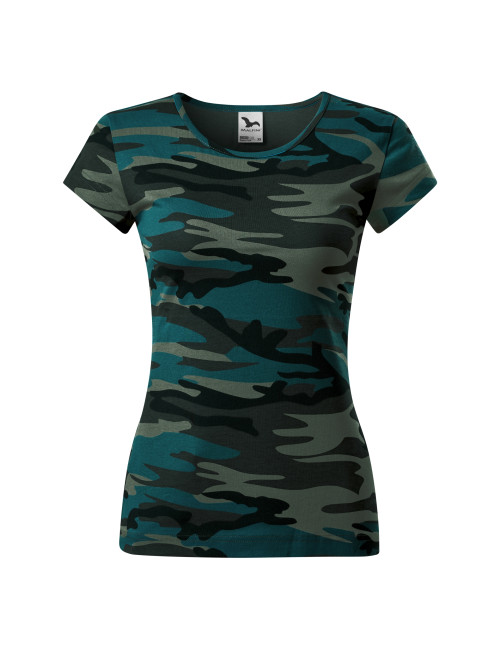 Damen-T-Shirt „Camo Pure C22 Camouflage Petrol“ von Adler Malfini®