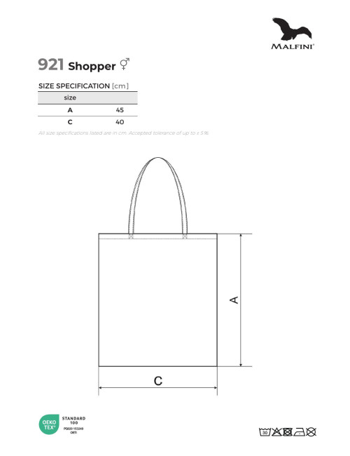 Unisex-Einkaufstasche Shopper 921 natur MALFINI 45 x 40 bedruckt