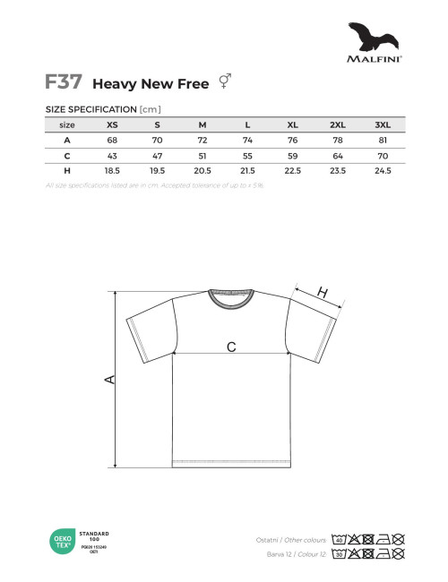 Unisex T-Shirt Heavy New Free F37 Dunkelgrau Melange Adler Malfini®