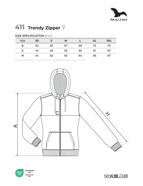 Women`s trendy zipper sweatshirt 411 dark khaki Adler Malfini®