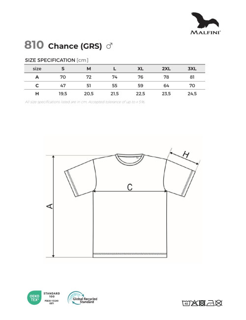 Herren-T-Shirt Adler Malfini Chance (GRS) Weiß