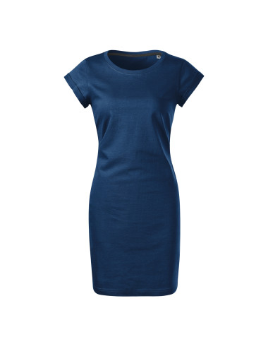 FREEDOM 178 dark blue Loose women`s dress, tunic, cotton embroidery