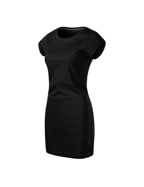 FREEDOM 178 schwarz Lockeres Damen-Tunikakleid mit MALFINI-Logodruck