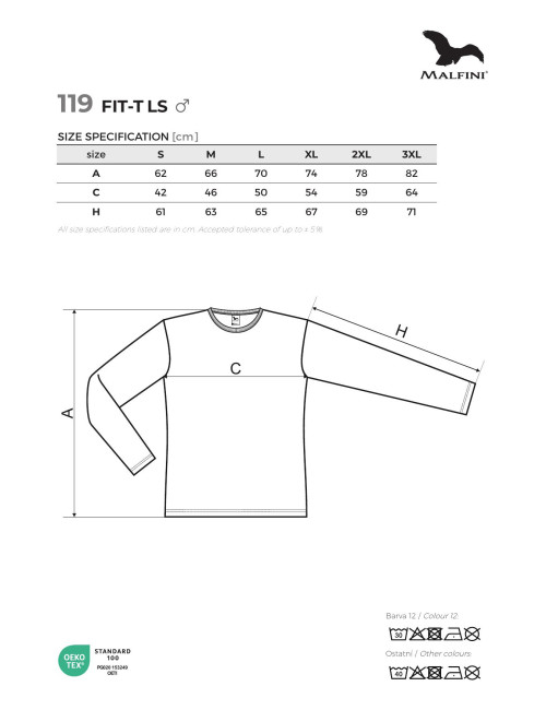 Herren-T-Shirt Fit-T LS 119 Steel Adler Malfini®