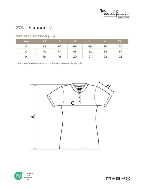 Diamond 274 Malfini Koszulka polo damska czarna 100% bawełna nadruk