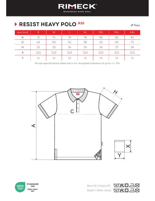 Koszulka polo męska resist heavy polo r20 czarny Malfini Rimeck®
