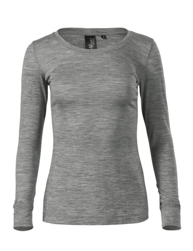 Malfini Women's Merino Rise LS Shirt Dark Gray Melange
