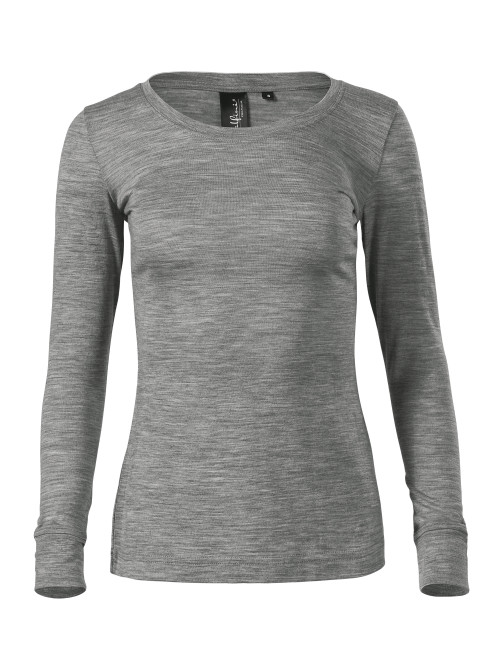 Malfini Women's Merino Rise LS Shirt Dark Gray Melange