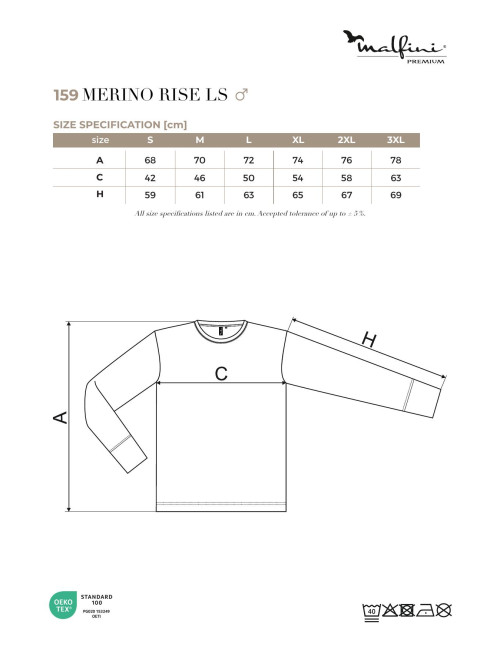 Merino rise ls 159 men`s T-shirt black Malfini premium