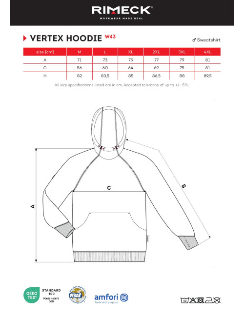 Bluza męska Vertex hoodie W43 czarny Malfini Rimeck