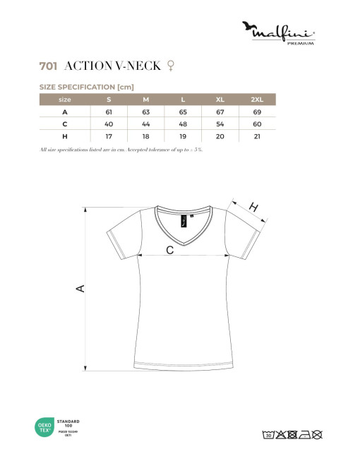 Action v-neck 701 formula red Malfini premium women`s T-shirt