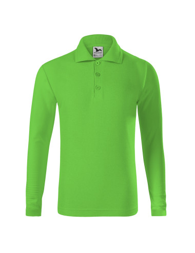 Pique polo ls 241 green apple Malfini children`s polo shirt