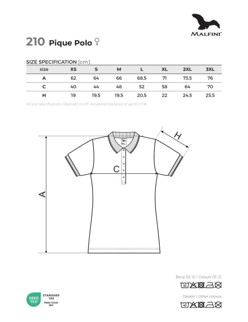 Damen Piqué-Poloshirt 210 Granat Malfini