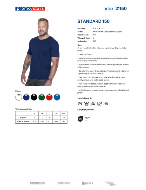 Herren-T-Shirt Standard 150 marineblau Promostars