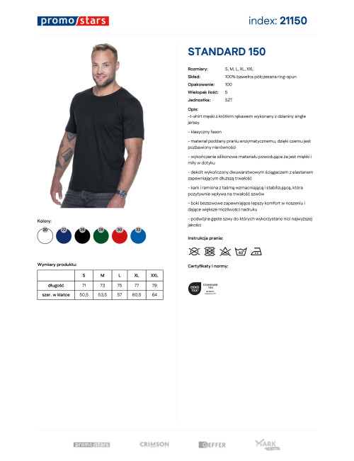 Herren-T-Shirt Standard 150 schwarz Promostars