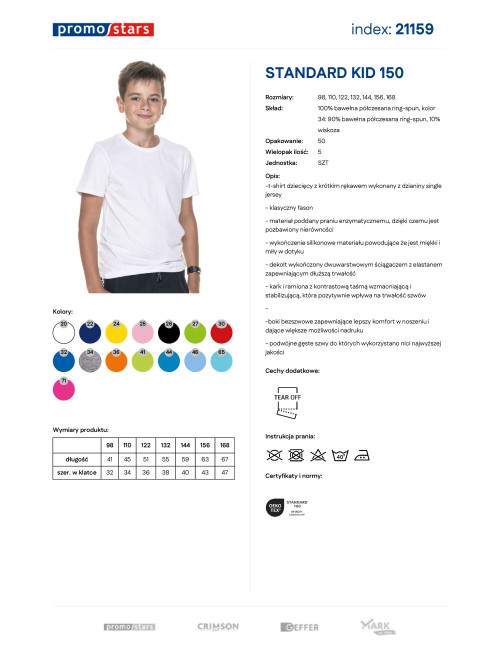 Kinder-T-Shirt Promostars Standard Kid 150 Weiß