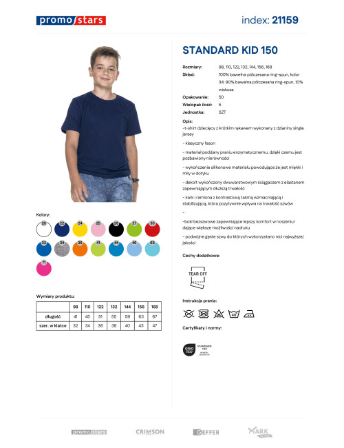 Kinder-T-Shirt Standard Kid 150 Marineblau Promostars