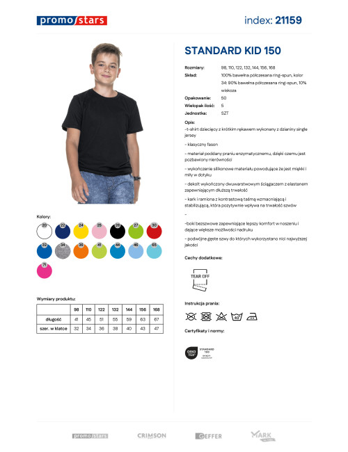 Kinder-T-Shirt Standard Kid 150 schwarz Promostars