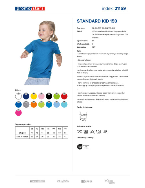 Kinder-T-Shirt Standard Kid 150 blau Promostars