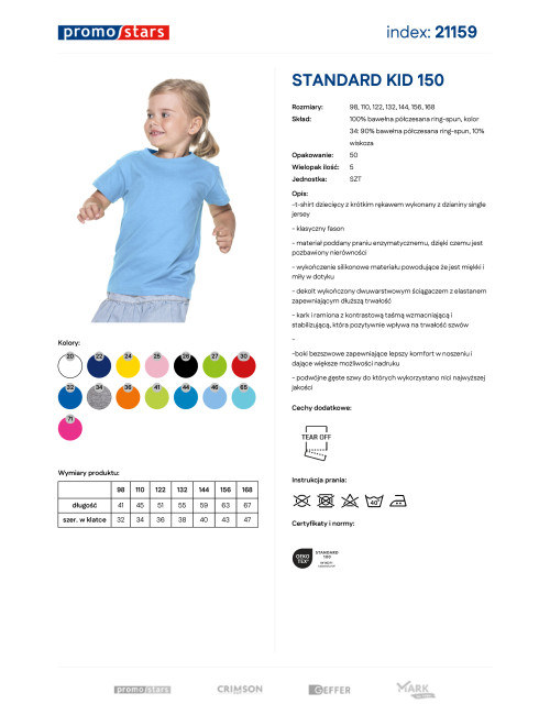 Kinder-T-Shirt Standard Kid 150 blau Promostars