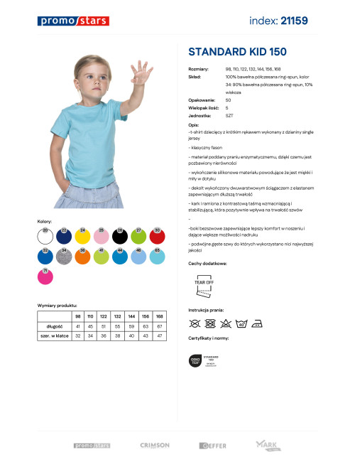 Kinder-T-Shirt Standard Kid 150 hellblau Promostars
