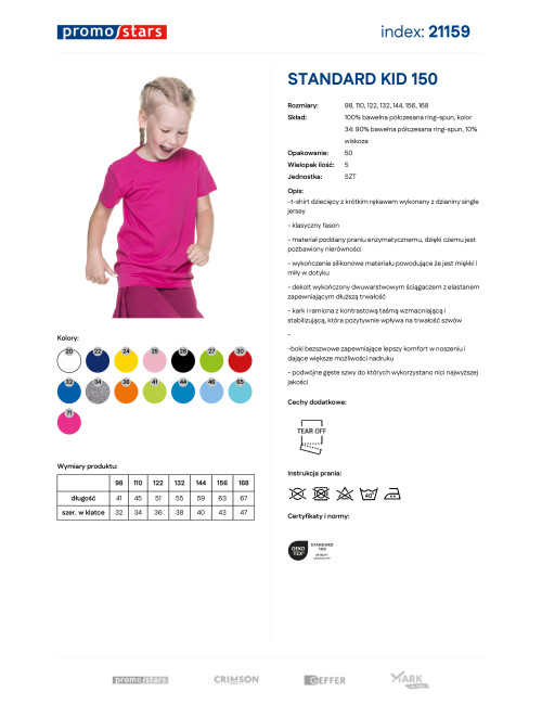 Kinder-T-Shirt Standard Kid 150 rosa Promostars
