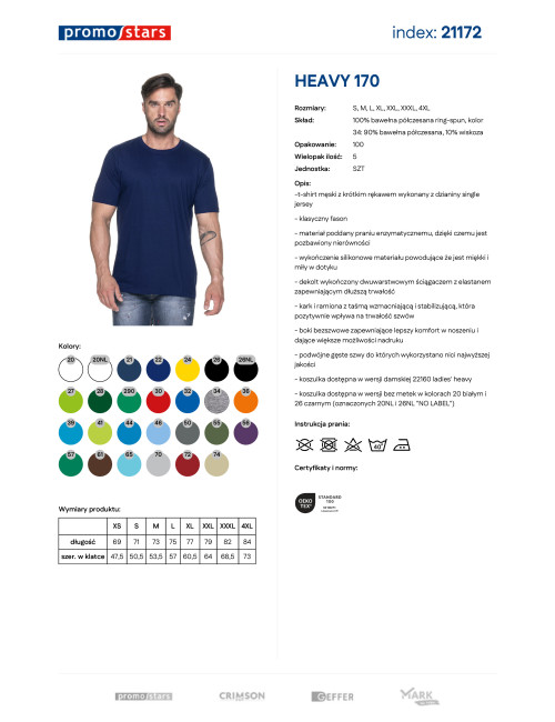 Promostars HEAVY Men`s T-SHIRT 170 BLUE print embroidery silkscreen