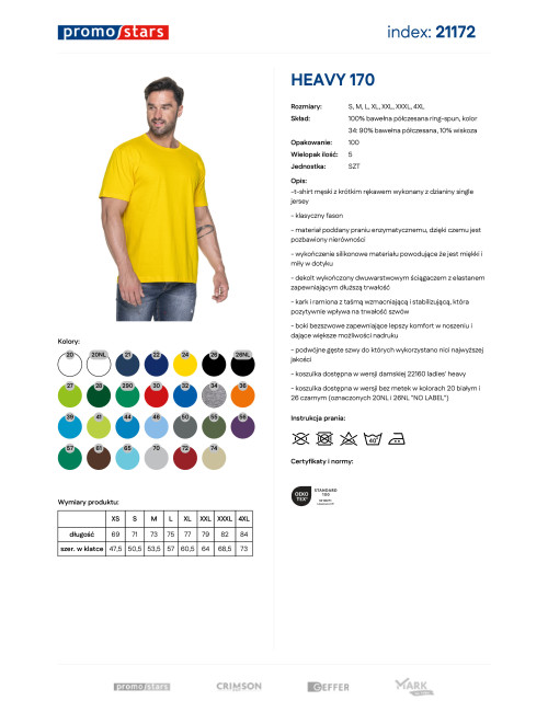 Promostars HEAVY HERREN T-SHIRT 170 GELB Stickerei-Siebdruck-Logo
