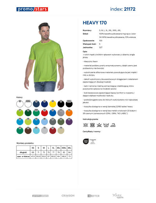 Promostars HEAVY HERREN T-SHIRT 170 HELLGRÜN DTG-Druck-Sticklogo