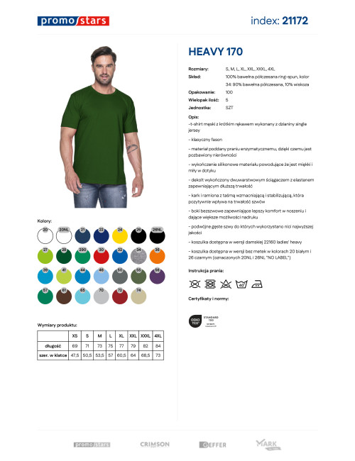 Promostars HEAVY HERREN T-SHIRT 170 BOTTLE GREEN bedrucktes Sticklogo