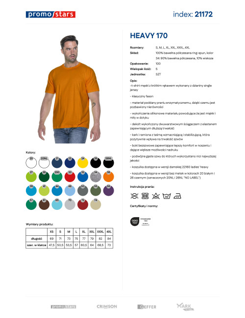 Promostars HEAVY Men`s T-SHIRT 170 ORANGE DTG print logo embroidery