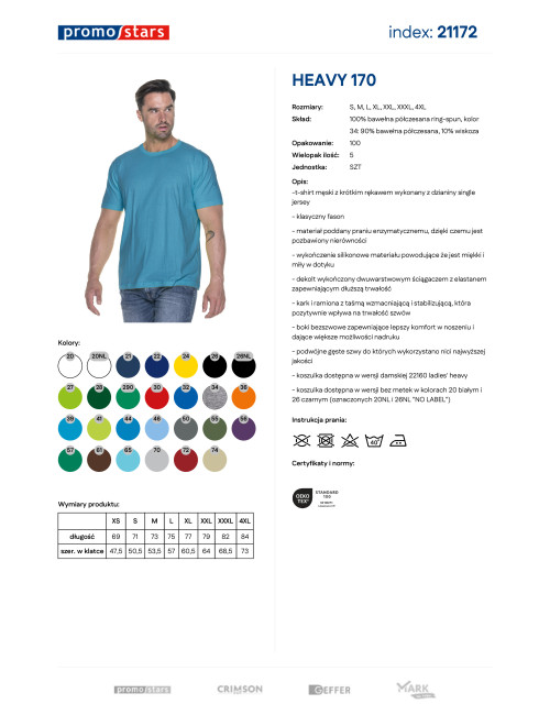 Promostars HEAVY T-SHIRT for Men 170 TURQUOISE logo screenprint