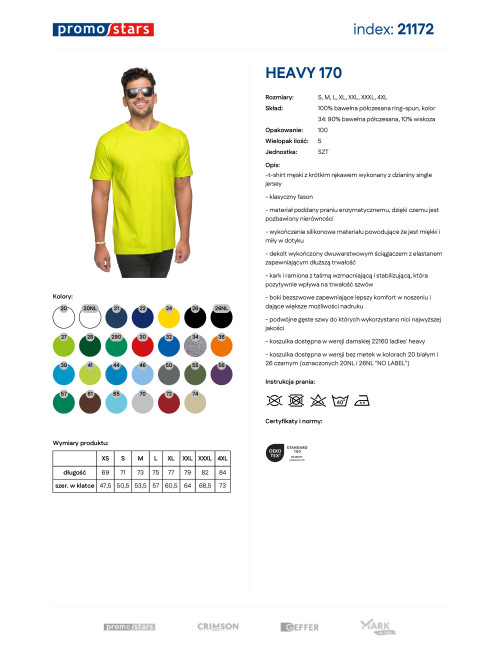 Promostars HEAVY Herren T-SHIRT 170 LIME Stickerei Siebdruckdruck