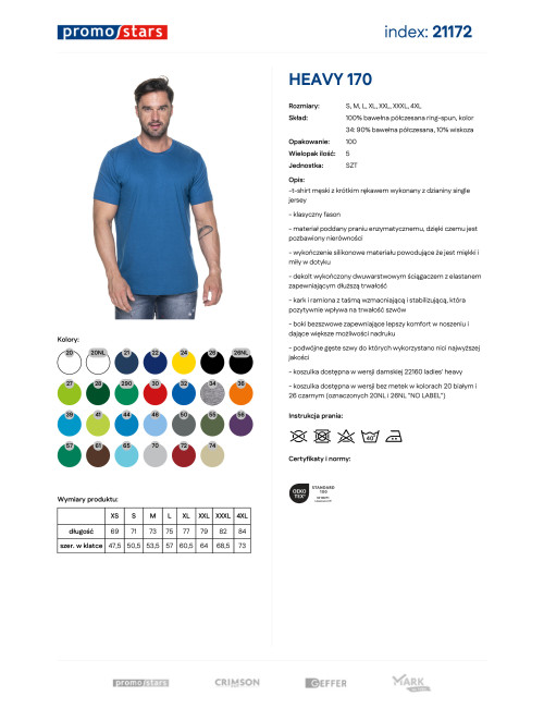 Promostars HEAVY Men`s T-SHIRT 170 BLUE DTF print silkscreen embroidery