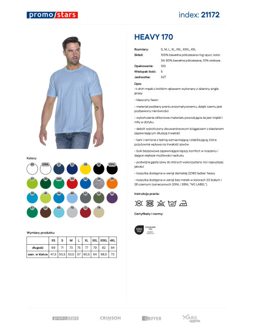 Promostars HEAVY Men`s T-SHIRT 170 BLUE DTG print silkscreen embroidery
