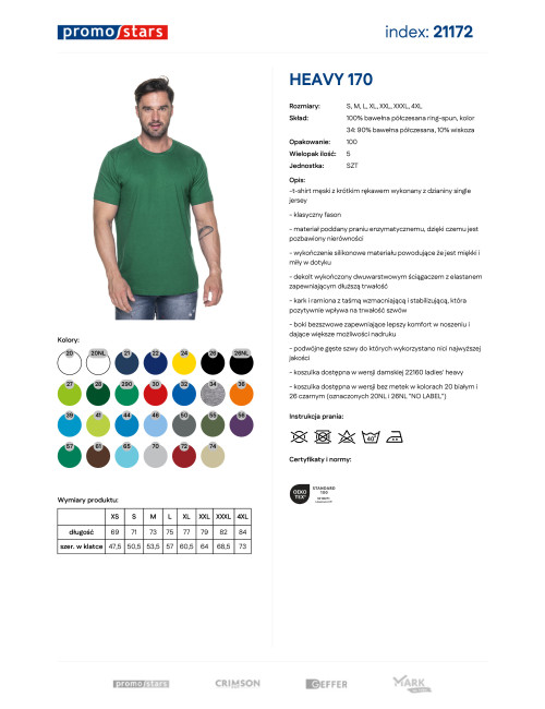 Promostars HEAVY Men`s T-SHIRT 170 GREEN print logo silkscreen embroidery