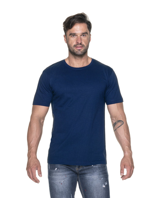 Promostars HEAVY SLIM Herren-T-Shirt, marineblauer Aufdruck, Stickerei, Siebdruck