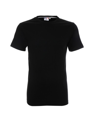 Promostars HEAVY SLIM HERREN T-SHIRT SCHWARZ Stickerei Logo Druck Siebdruck