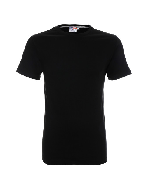 Promostars HEAVY SLIM HERREN T-SHIRT SCHWARZ Stickerei Logo Druck Siebdruck
