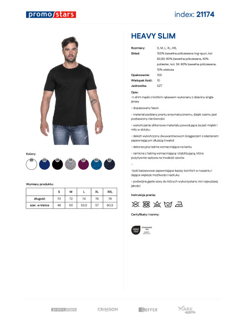 Promostars HEAVY SLIM HERREN T-SHIRT SCHWARZ Stickerei Logo Druck Siebdruck