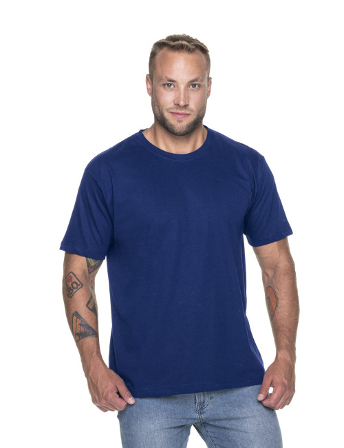 Promostars PREMIUM Herren-T-Shirt, marineblauer Aufdruck, Stickerei, Logo-Transfer