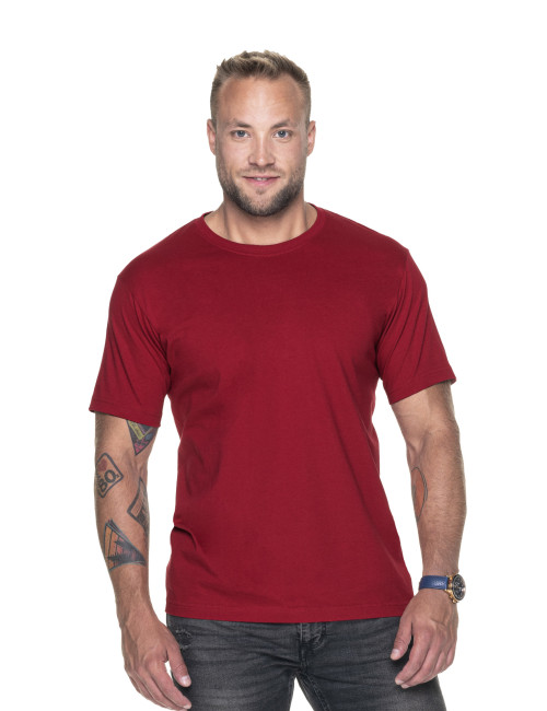 Promostars PREMIUM Men`s T-SHIRT DARK RED embroidered logo DTG print